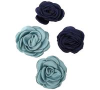 TOYANDONA 2 Pares de Adornos de Tela para Zapatos Flores de de 6 CM Borde Quemado Accesorios Decorativos para Zapatos Planos y Tacones Azul Oscuro y Verde Azul Nilo