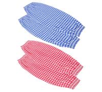 TOYANDONA 2 Pares de Mangas Largas Cómodas y Prácticas Fundas de Algodón y Lino para Limpieza y Protección Hogar para Cocina a Cuadros