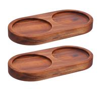 TOYANDONA 2 Piezas Bandeja Base de Madera de Acacia para Molinillo de Sal y Pimienta, Soporte para Especias de Cocina, Estante de Almacenamiento Compacto para Molinillos, 2 Piezas de 5.7 CM,