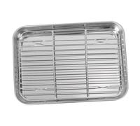 TOYANDONA 2 Piezas Bandeja de Acero Inoxidable para Hornear con Rejilla Extraíble Resistente Revestimiento Químico Set para Uso Diario Cocina