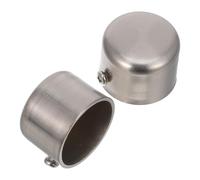 TOYANDONA 2 Piezas Cabezal Decorativo de Barra 28mm, Acero Inoxidable | Acabado Plata, Diseño Redondo y Cilíndrico, para Varillas de Ducha y Anillos