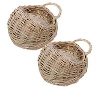 TOYANDONA 2 Piezas Cesta De Flores De Ratán Para Colgar En La Pared Jardinera De Mimbre De Pared Cesta Colgante Cesta De Almacenamiento Tejida Colgante Florero Puerta Principal De Madera