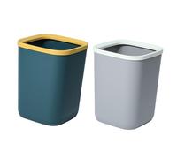 TOYANDONA 2 piezas Cubos de Basura Cuadrados Contenedores de Gran Capacidad para Hogar y Oficina Fabricados Material PP Ecológico sin Tapa Colores Azul y Gris para Cocina Dormitorio y Hotel