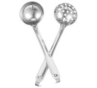 TOYANDONA 2 piezas Cucharas de Acero Inoxidable con Gancho Cucharón y Colador para Servir Salsa y Utensilios Compactos para Cocina y Hot Pot