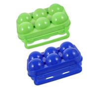 TOYANDONA 2 Piezas Huevera para Exteriores Portátil con 6 Ranuras y Asa, Caja de Plástico Ligera y Compacta para Guardar Huevos Adecuado para Trekking y Viajes