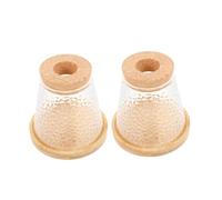 TOYANDONA 2 Piezas Jarrones Hidropónicos de Transparente con Martillada Tapón de Corcho Plato de Madera Estación de Propagación para Plantas de Interior de Mesa Decorativo para y Oficina