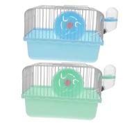 TOYANDONA 2 Piezas Jaula Portátil para Hámster con Botella de Agua y Rueda de Ejercicio Transportín Compacto para Pequeños Animales Diseño Multifuncional para Viajes y al Aire