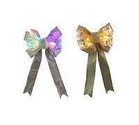 TOYANDONA 2 Piezas Lazos Navideños con Luces LED Pilas Decoraciones Colgantes para Árbol Accesorios Brillantes de Colores Surtidos para Fiestas y Hogar