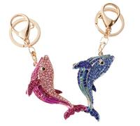 TOYANDONA 2 piezas Llavero de Delfín Metálico Pequeño con Brillo Colgante Decorativo para Bolsos Diseño Único y Ligero de Rosa y Azul