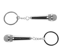 TOYANDONA 2 Piezas Llavero de Metal Forma de Micrófono, Diseño Miniatura | Plateado, Aro para Llaves y Bolso, Estilo Moderno Creativo para Música y Fiestas