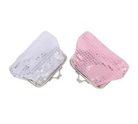 TOYANDONA 2 Piezas Monedero Niña Lentejuelas con Cierre Beso Cartera Mini Brillante Rosa y Plata Regalo Cumpleaños Fiesta Bolsos Pequeños para Monedas y Juguetes