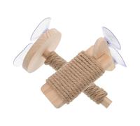 TOYANDONA 2 Piezas Percha para Pájaros Cuerda de Cáñamo y Ventosa, Soporte Redondo de Madera y Plástico para Periquitos y Conures, Adecuado para Baño de Aves y Ventana Interior