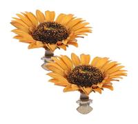 TOYANDONA 2 Piezas Pinzas para Cortinas con Diseño de Girasol de Abrazaderas Sujetadoras sin Taladro Clip Decorativo para Salón Dormitorio y Cocina