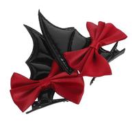 TOYANDONA 2 Piezas Pinzas Pelo Diseño de Alas de Murciélago para Halloween, Accesorio Versátil de Tejido Rojo para Niñas y Fiestas Espeluznantes