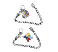 TOYANDONA 2 piezas Pulsera Autismo Puzzle Aleación de Zinc Diseño Creativo para Mujer Hombre Regalo Delicado y Resistente
