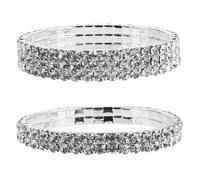 TOYANDONA 2 Piezas Pulsera de Mujer con Piedras Juego de Elástico Plata | Apilable y Brillante, 5,80x5,80x1,00cm, para Ceremonia de Graduación y Ocasiones Obsequios