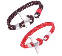 TOYANDONA 2 piezas Pulsera Paracord de Aleta de Ballena para Parejas Brazalete Náutico de Cuerda de Supervivencia Gancho Metálico Pulseras Surferas para Hombre y Mujer Estilo Casual y