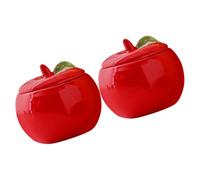 TOYANDONA 2 Piezas Tarro Cerámico con Forma de Manzana para Vela Navideña