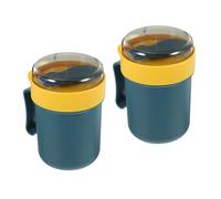 TOYANDONA 2 piezas Taza de Desayuno Japonesa Unidades con Tapa y Cuchara Apta Microondas para Sopa Cereales Fruta Diseño Elegante y Portátil para Oficina y Estudiantes Reutilizable