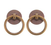 TOYANDONA 2 Piezas Tirador de Latón para Armario, Manija de Anillo para Cajón, Dorado, de Latón, para Gabinete y Armario, Estilo Vintage