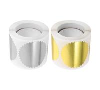 TOYANDONA 2 Rollos Pegatinas Papel Metálico para Certificados Borde Dentado de 50mm, Adhesivas y Versátiles para Gestión Documental en Oficina