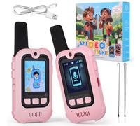 TOYANDONA 2 Videoporteros para Niños - Videoportero Infantil Recargable con Cable de Carga USB Y Cordón - Regalo de Cumpleaños Niños Y Niñas (Rosa)
