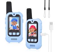TOYANDONA 2 Videoporteros para Niños - Videoportero Infantil Recargable con Cable de Carga USB Y Cordón - Regalo de Cumpleaños Niños Y Niñas (Azul)