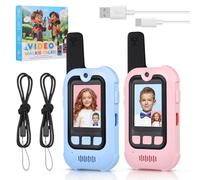 TOYANDONA 2 Videoporteros para Niños - Videoportero Infantil Recargable con Cable de Carga USB Y Cordón - Regalo de Cumpleaños Niños Y Niñas (Azul + Rosa)