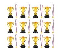 TOYANDONA 24 Unidades de Trofeos de Premios Infantiles Mini Juguete Medallas de Plástico de Oro, para Niños, Copa de Trofeo para Fiesta