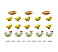 TOYANDONA 27 Piezas de Adorno de Micropaisaje Familiar de Pollitos en Resina Decoración de Escritorio y Hogar Huevo Gallina Blanca Pollitos Amarillos y Nidos para Sala y Oficina