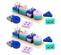 TOYANDONA 2Piezas Bloque de Construcción Educativo para Bebés de Geométricas Juguetes Educativos para Desarrollo de Habilidades y Comprensión