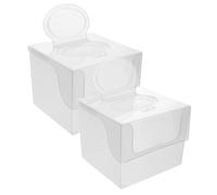 TOYANDONA 2piezas Caja Recargable Transparente para Toallas Faciales Contenedor para Guardar Pañuelos Húmedos para Uso Coche o Hogar