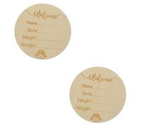 TOYANDONA 2piezas Letrero De Madera Redondo Para Anuncio De Nacimiento De Signo Personalizado Para Nombre De Recién Nacido Decoración De Habitaciones Infantiles Hecho Mano Madera Natural