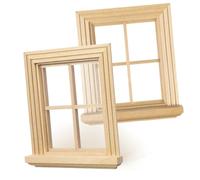 TOYANDONA 2Piezas Marcos de Ventana para Casa de Muñecas Paquete de Decoraciones Miniatura para Proyectos DIY Accesorios de Muebles