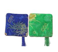 TOYANDONA 2piezas Monedero Bordado Elegante para Guardar Joyas Bolso para Uñas de Pipa Bolso de Cremallera para Llevar la Bolsa de Mano Porta Cinta Estilo Aleatorio