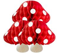 TOYANDONA 3 Bolas de Panal de Hongos de Cartón Rojo para Decoración de Fiesta de Cumpleaños en Actividades Festivas Interiores y Exteriores