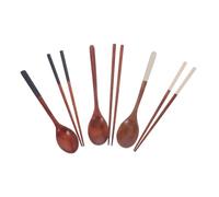 TOYANDONA 3 Juegos Korean Wooden Cutlery Set Portable Spoon Chopsticks Natural Grain Tableware For Travel Camping Office Use