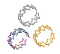 TOYANDONA 3 piezas Anillos Ajustables de Acero Inoxidable con Diseño de Estrella de Colores Acero Dorado y Anillos Abiertos para Mujer y Hombre Joyería Moderna y Resistente al Desgaste