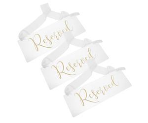 TOYANDONA 3 Piezas Cartel de Sillas Reservadas para Bodas en Acrílico Dorado, Fácil Instalación y Transparencia Cristalina, Adecuado para Eventos y Celebraciones Modernas y Sofisticadas