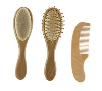 TOYANDONA 3 piezas Cepillo de Lana para Baño de Niña con Mango de Madera Natural y Peine para Cuidado Suave del Cabello Seguro para Recién Nacidos y Uso Ducha
