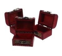 TOYANDONA 3 Piezas Cofre Tesoro Retro Mini Madera Caja Joyero Vintage con Tapa y Cierre para Anillos Pequeños Recuerdos Organizador Multifunción