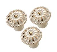 TOYANDONA 3 Pomos de Armario Estilo Europeo, Madera Natural, Color Marfil, Tiradores Redondos para Cajones y Muebles, Manijas de Tracción para Hogar y Cocina