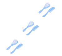 TOYANDONA 3piezas Cepillo y Peine Para Bebés Cuidado Seguro y Diseño De Dientes Circulares Color Azul Para Masaje y Desarrollo