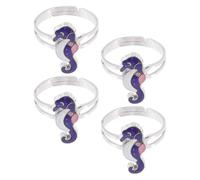 TOYANDONA 4 Anillos Ajustables de Caballito de Mar para Mujer y Niña, Aleación de Zinc Púrpura, Diseño Único y Uso Versátil para Fechas y Uso Diario