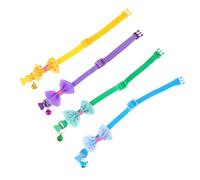 TOYANDONA 4 Collares Adorables para Perro Lazo Ajustable y Campana, Diseño de Tejido Cómodo Adecuado para Mascotas en Exteriores y Sesiones de Fotos