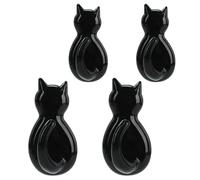 TOYANDONA 4 Ganchos Adhesivos de Pared con Diseño de Rabo de Gato sin Perforar Color Negro Autoadhesivos Decorativos para Cocina Baño y Dormitorio Estilo Japonés Creativo Soporte para
