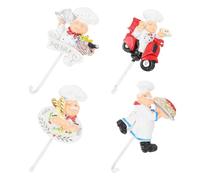 TOYANDONA 4 Ganchos Adhesivos de Resina Creativos Diseño Chef Colgadores Prácticos para Cocina sin Perforaciones Color Blanco Tamaño Pequeño para Utensilios y Organización del Hogar