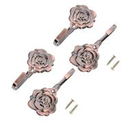 TOYANDONA 4 Juegos Ganchos Decorativos de Pared para Cortinas Soporte Retro de Hierro con Diseño de Rosa Sujetador de Cortinas para Dormitorios y Fácil Instalación Color Cobre Rojo
