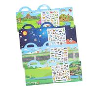 TOYANDONA 4 Juegos Libro Educativo de Pegatinas Reutilizables para Temáticos Animales Tráfico Dinosaurios Espacio con Diseño y Portátil para Aprendizaje y Creativos