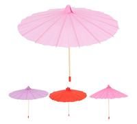 TOYANDONA 4 Mini Paraguas de Papel de Aceite 20 Cm para Pintar, Decoración Colgante DIY para Jardín de Infantes, Juguetes Pequeños de Colores Rosa, Rojo, Fucsia y Morado